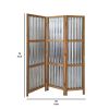 Industrial 3 Panel Foldable Screen with Corrugated Design,Silver and Brown