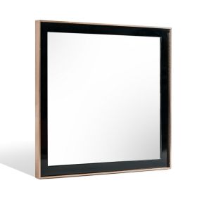 Dual Tone Stainless Steel Frame Wall Mirror, Black and Gold