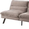 Fabric Futon Sofa with Split Back and Angled Legs, Gray