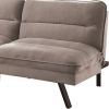 Fabric Futon Sofa with Split Back and Angled Legs, Gray