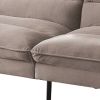 Fabric Futon Sofa with Split Back and Angled Legs, Gray