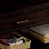 2 Drawer Wooden Coffee Table with Open Shelf, Dark Brown