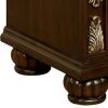 3 Drawer Wooden Nightstand with Decorative Accent and USB Plugin, Brown