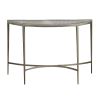 Semicircular Glass Top Sofa Table with Sleek Tapered Legs, Silver