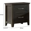 2 Drawer Wooden Nightstand with Plank Style Front, Brown