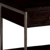 1 Drawer Wooden End Table with Metal Frame, Brown