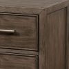 2 Drawer Wooden Nightstand with Metal Bar Pulls and USB Port, Brown