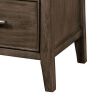 2 Drawer Wooden Nightstand with Metal Bar Pulls and USB Port, Brown