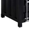 Industrial Style End Table with Sliding Door Storage, Black