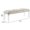 Tufted Leatherette Seater Wooden Bench with Mirror Accents, White