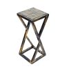 19.5 Inches Stone Top Plant Stand with Geometric Base, Black and Gray