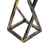 19.5 Inches Stone Top Plant Stand with Geometric Base, Black and Gray