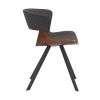 18 Inches Curved Padded Dining Chair with Angled Legs, Brown and Black