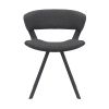 18 Inches Curved Padded Dining Chair with Angled Legs, Black
