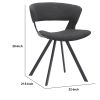 18 Inches Curved Padded Dining Chair with Angled Legs, Black