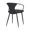 19 Inch Modern Fabric Dining Chair with Curved Back, Black