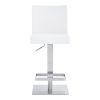 Leatherette Swivel Barstool with Adjustable Height, White