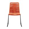 18.5 Inches Fishbone Weaved Metal Dining Chair, Set of 2, Orange