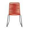 18.5 Inches Fishbone Weaved Metal Dining Chair, Set of 2, Orange