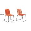 18.5 Inches Fishbone Weaved Metal Dining Chair, Set of 2, Orange