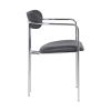Metal and Leatherette Dining Chair, Set of 2, Silver and Gray