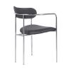 Metal and Leatherette Dining Chair, Set of 2, Silver and Gray