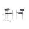 Metal and Leatherette Dining Chair, Set of 2, Silver and Gray