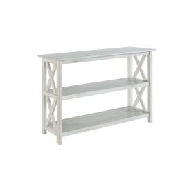 2 Shelf Wooden Entryway Table with X Shaped Accent, White