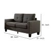 Fabric Upholstered Loveseat with Track Arms and Nailhead Trim, Dark Gray
