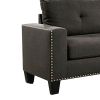 Fabric Upholstered Sofa with Track Arms and Nailhead Trim, Dark Gray