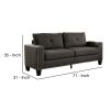 Fabric Upholstered Sofa with Track Arms and Nailhead Trim, Dark Gray