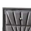 2 Drawer Fabric Frame Nightstand with Tufted Accent, Gray
