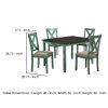 5 Piece Dining Table Set with Padded Seat and X Back, Green