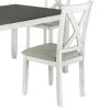 5 Piece Dining Table Set with Padded Seat and X Back, White