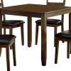 5 Piece Dining Table Set with Leatherette Seating, Brown