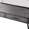 48 Inch Metal Coffee Table with Glass Top and 2 Drawers, Gray