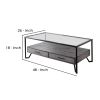 48 Inch Metal Coffee Table with Glass Top and 2 Drawers, Gray