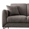 54 Inches Loveseat with Fabric Padded Seat and Metal Legs, Gray