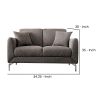 54 Inches Loveseat with Fabric Padded Seat and Metal Legs, Gray