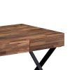 Industrial 3 Drawer Writing Desk with X Legs, Brown and Black