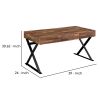 Industrial 3 Drawer Writing Desk with X Legs, Brown and Black