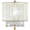 Floor Lamp with Hanging Crystal Accents, White and Gold