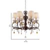Ceiling Lamp with Scrolled Frame and 6 Bell Shade, Bronze