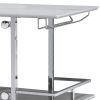 Bar Table with Faux Marble and Chrome Finish, White and Silver