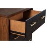 Chest with 3 Drawers and Round Legs, Brown and Black