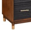 Chest with 3 Drawers and Round Legs, Brown and Black