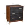 Chest with 3 Drawers and Round Legs, Brown and Black