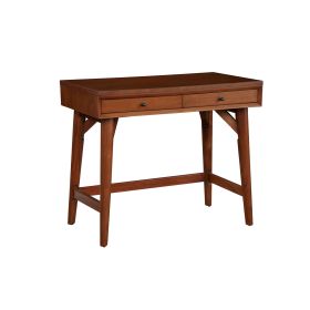 Writing Desk with 2 Drawers and Angled Legs, Brown