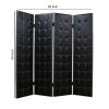 Wooden 4 Panel Screen with Button Tufting and Nailhead Trims, Black