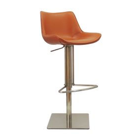 Cid 21-31 Inch Adjustable Counter Bar Stool, Vegan Leather, Swivel, Orange